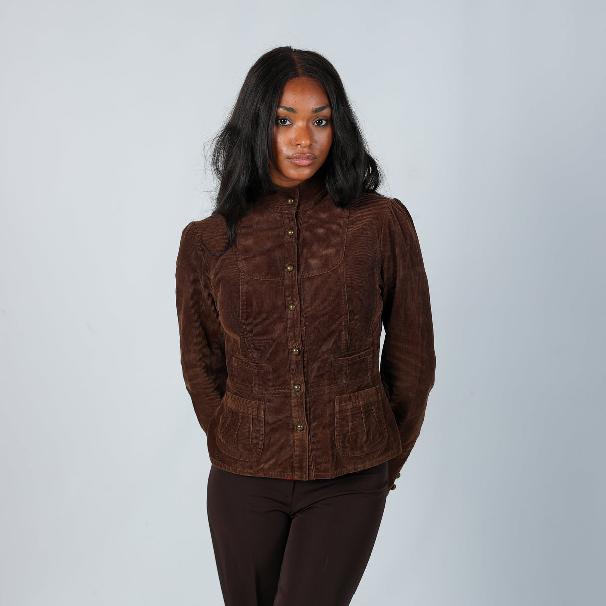 Brown Y2K Promod Cord Jacket (S)