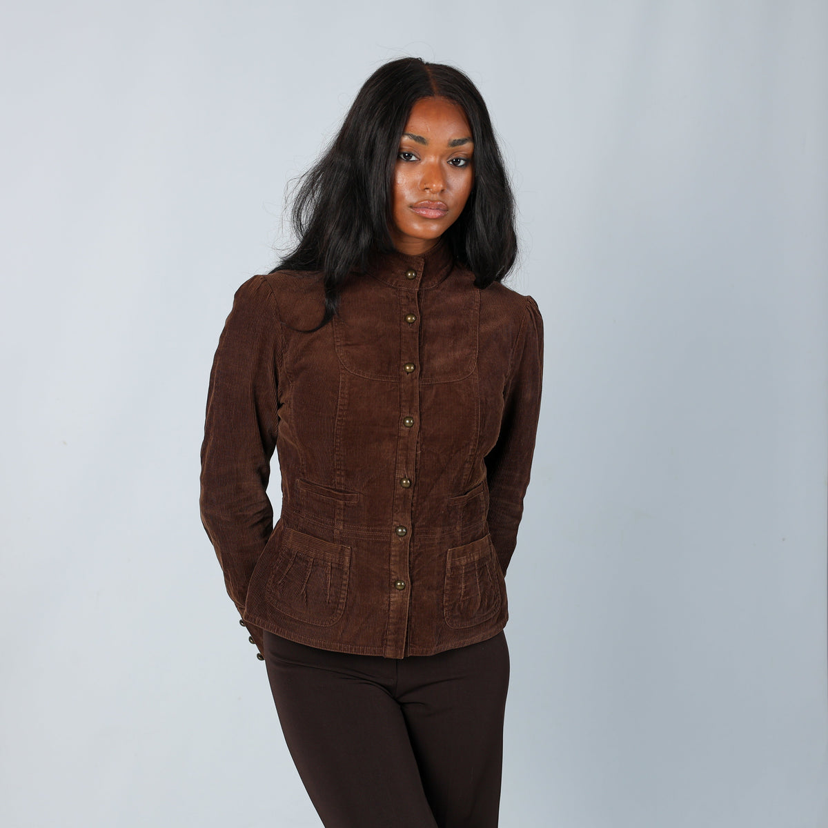 Brown Y2K Promod Cord Jacket (S)
