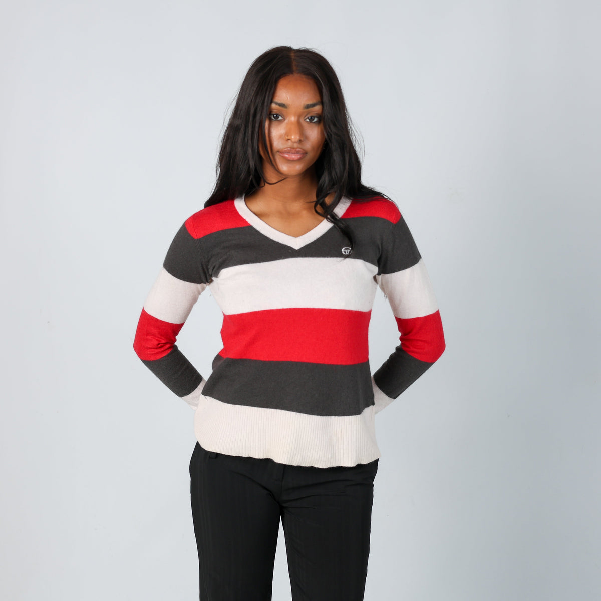 Ivory Y2K Sergio Tacchini Knitted Jumper (S)