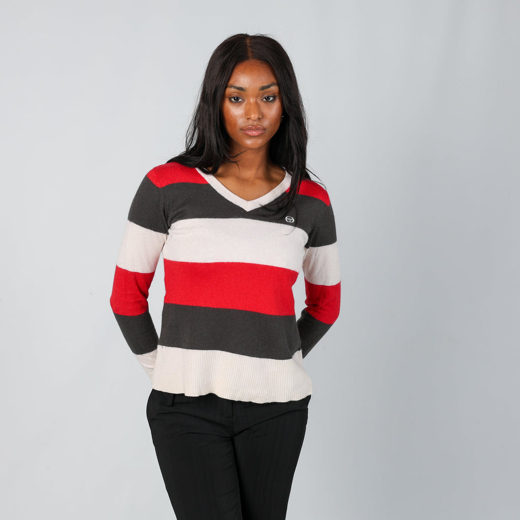 Ivory Y2K Sergio Tacchini Knitted Jumper (S)