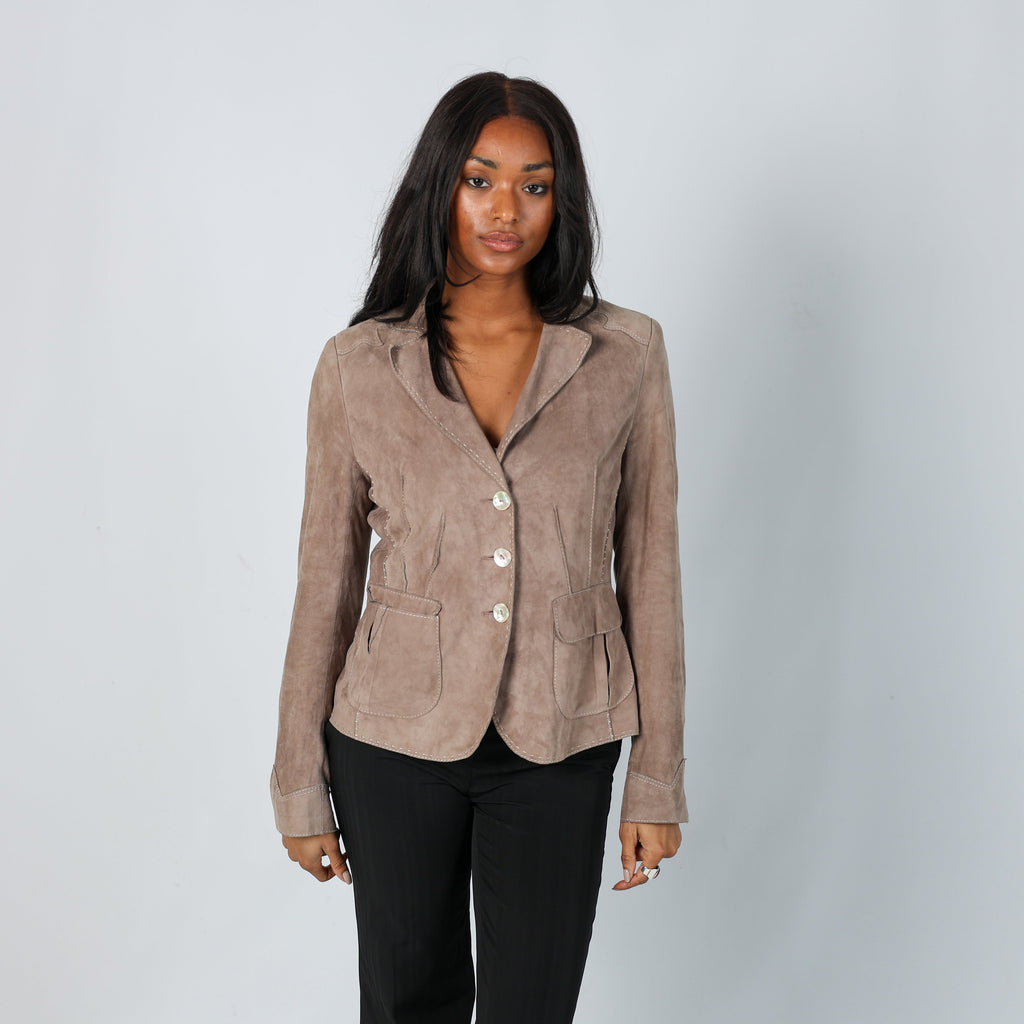 Beige Y2K Suede Jacket (S)