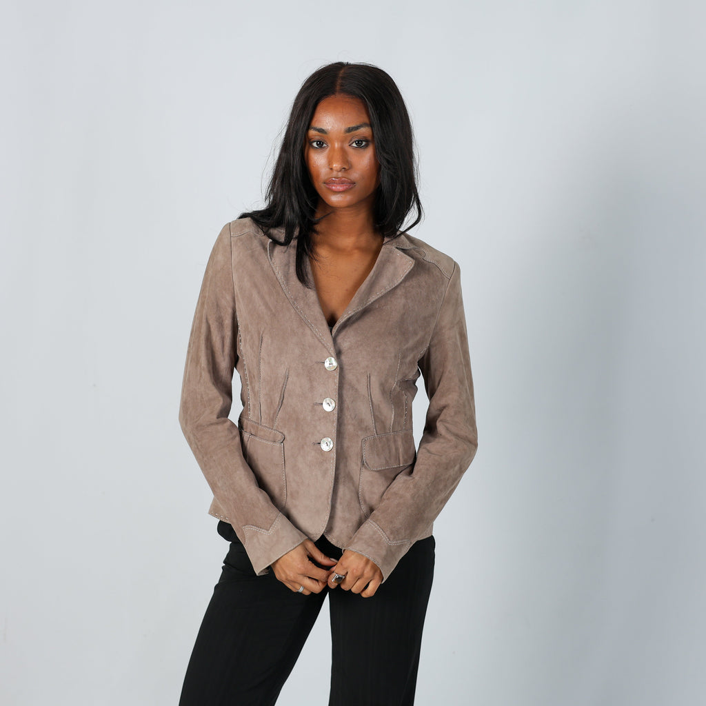 Beige Y2K Suede Jacket (S)