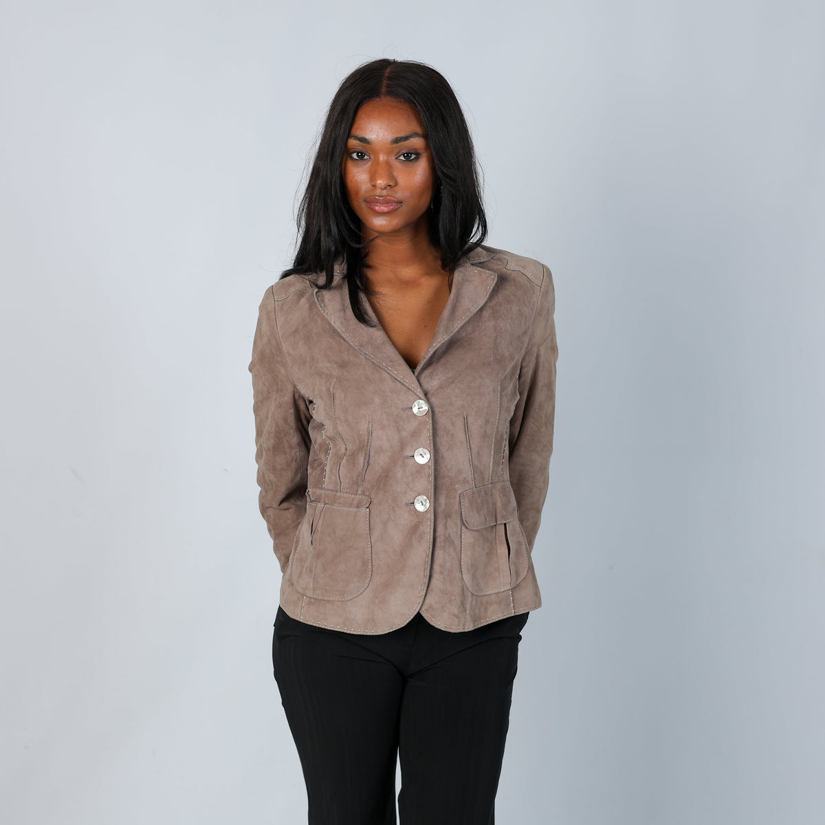 Beige Y2K Suede Jacket (S)