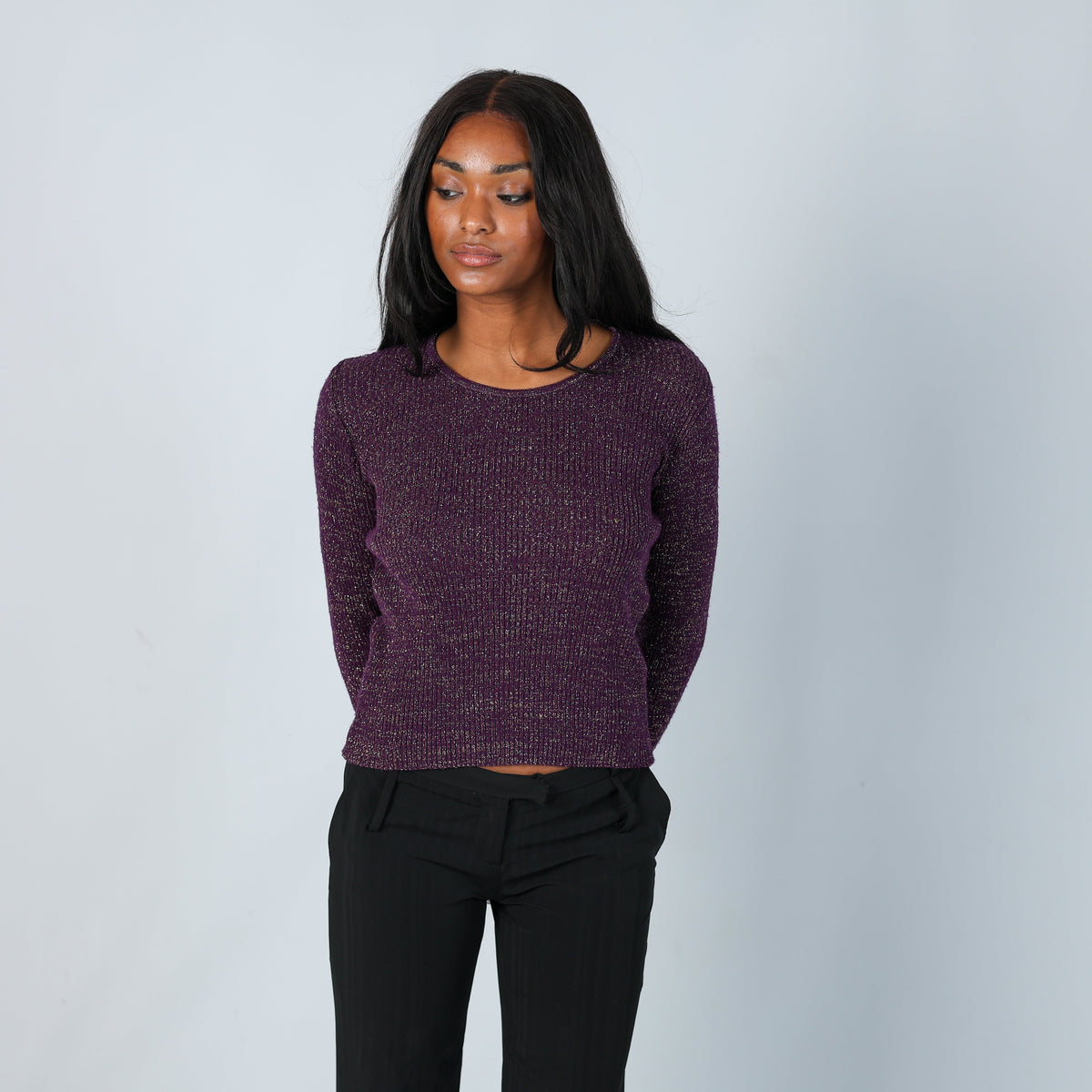 Purple Y2K Knitted Top (S)