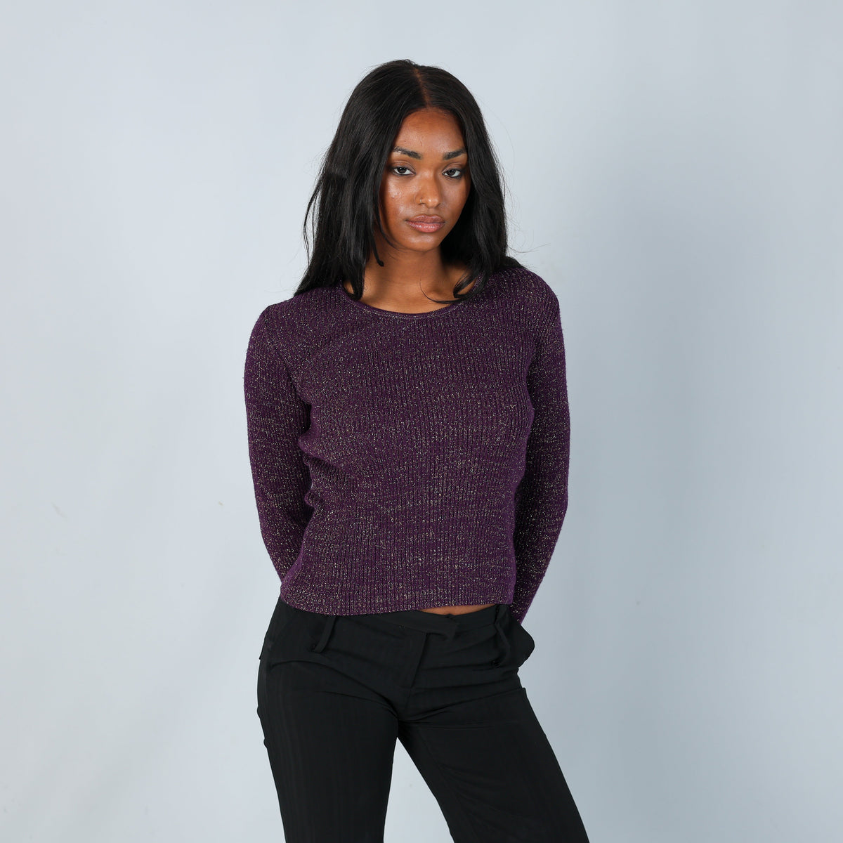 Purple Y2K Knitted Top (S)