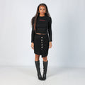 Black Y2K California & Miss Woven Midi Skirt (S)