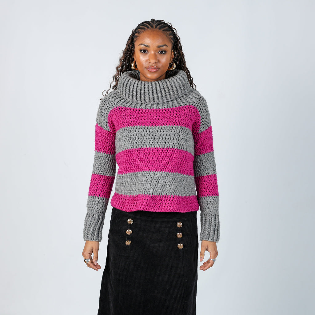 Grey Y2K Knitted Jumper (M)
