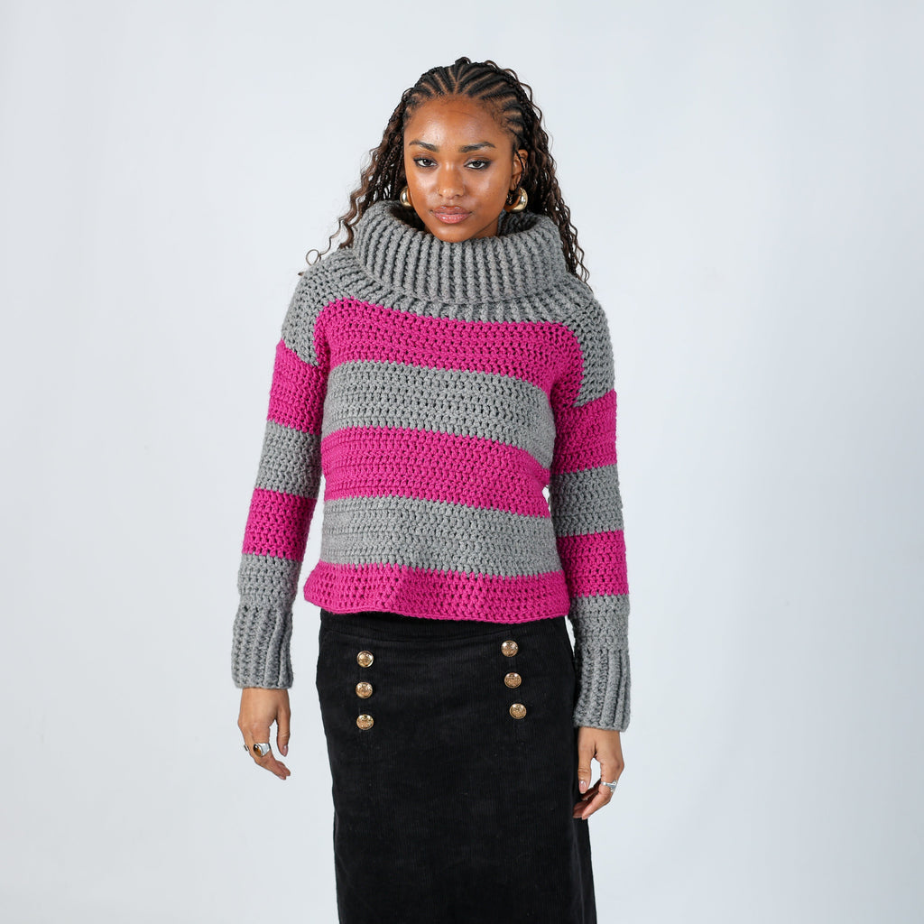 Grey Y2K Knitted Jumper (M)