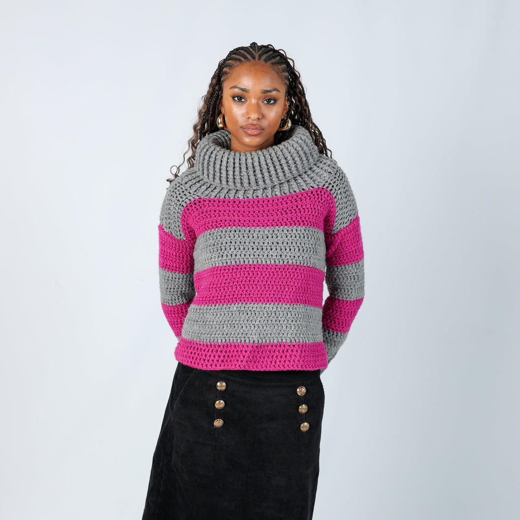 Grey Y2K Knitted Jumper (M)