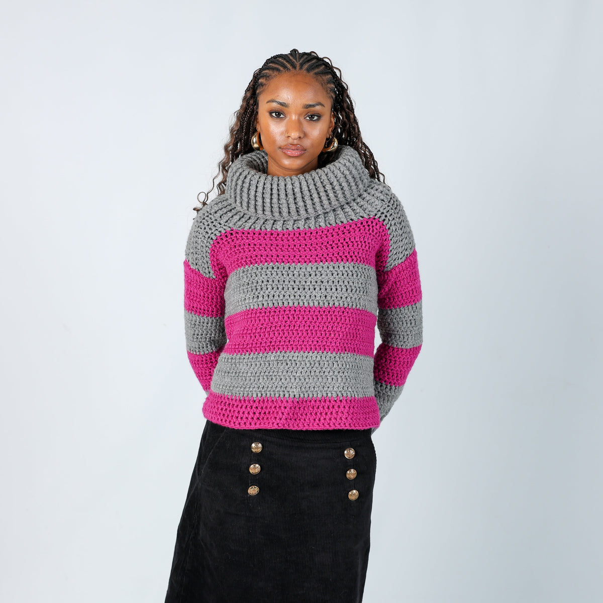 Grey Y2K Knitted Jumper (M)