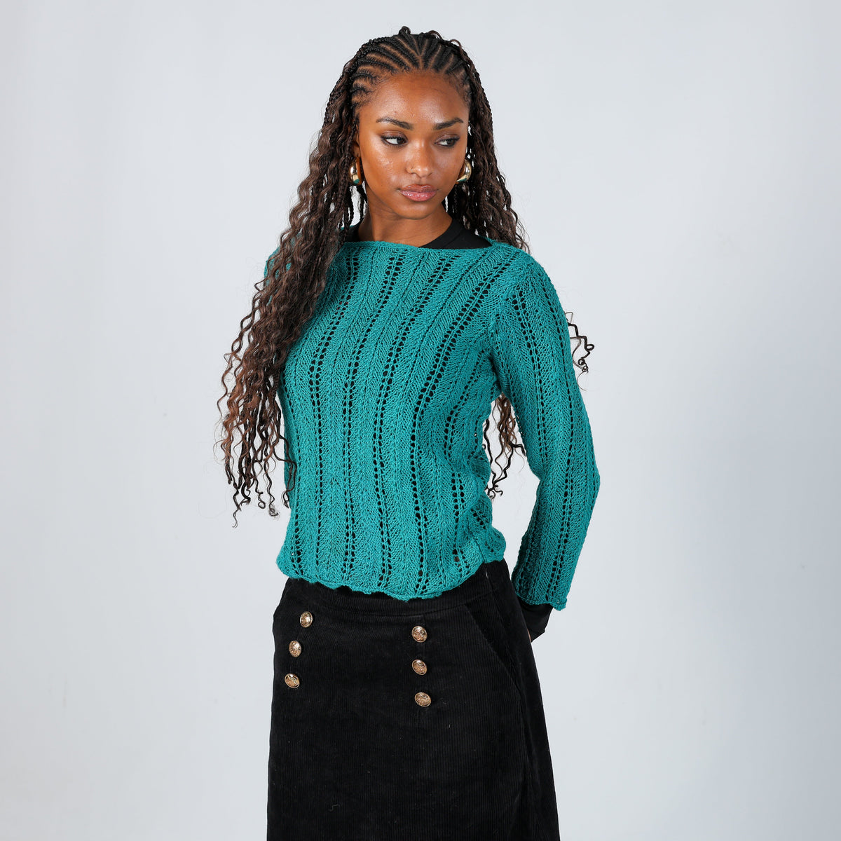 Turquoise Y2K Knitted Jumper (S)