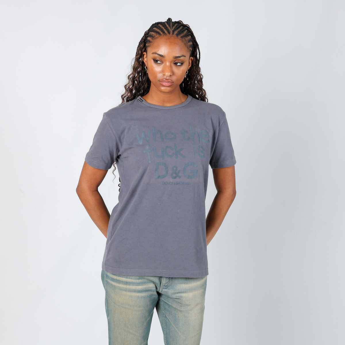 Grey Y2K Dolce & Gabbana T-shirt (M)
