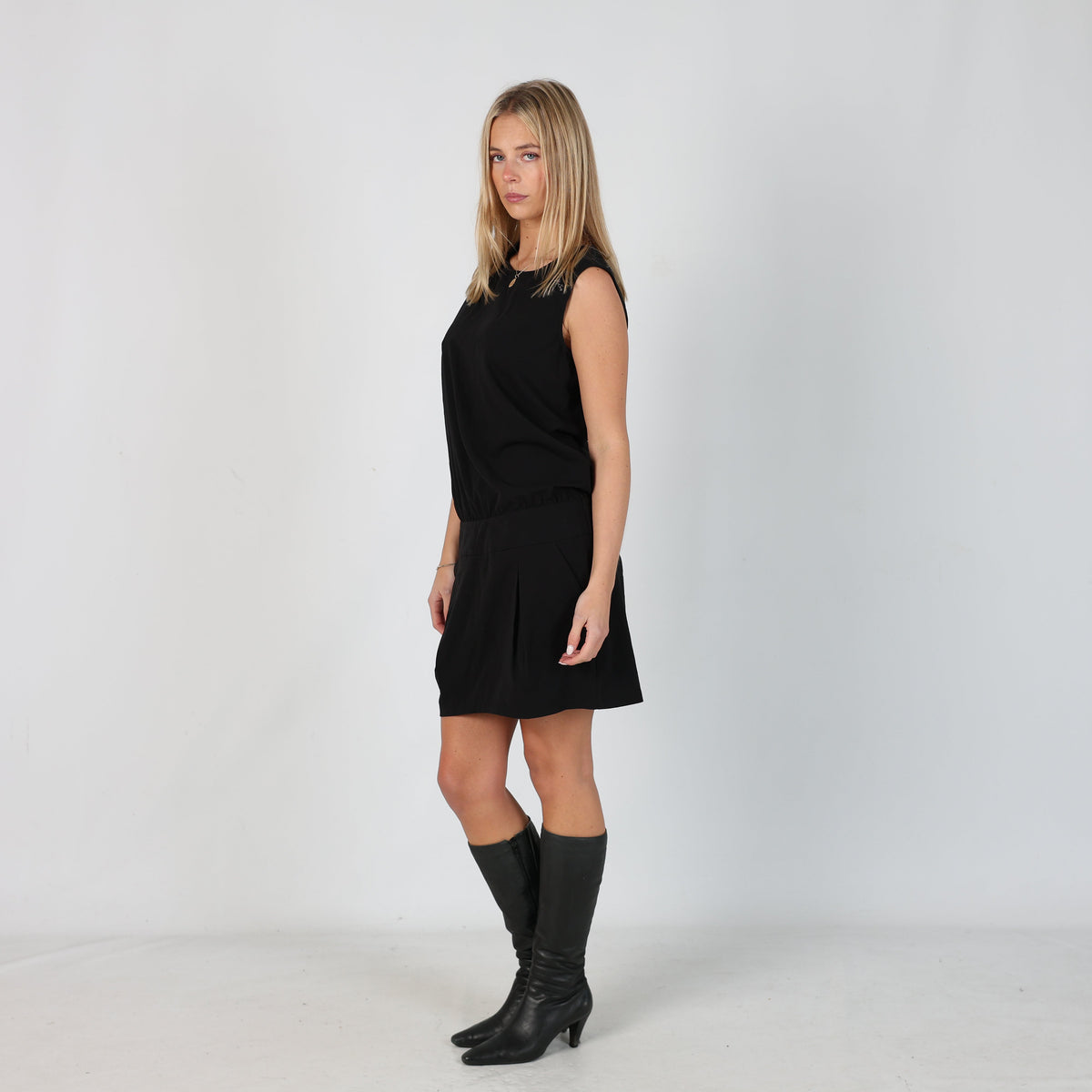 Black Y2K Miss Sixty Woven Midi Dress (S)
