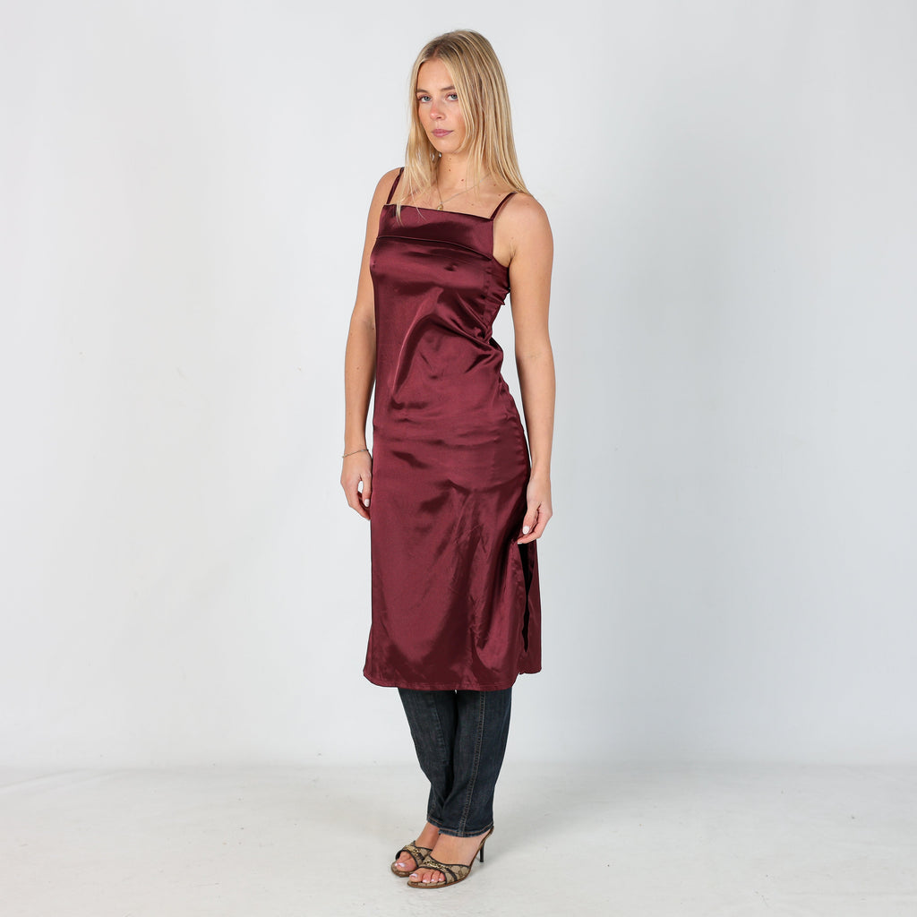 Burgundy Red Y2K Confezio Slip Dress (S)