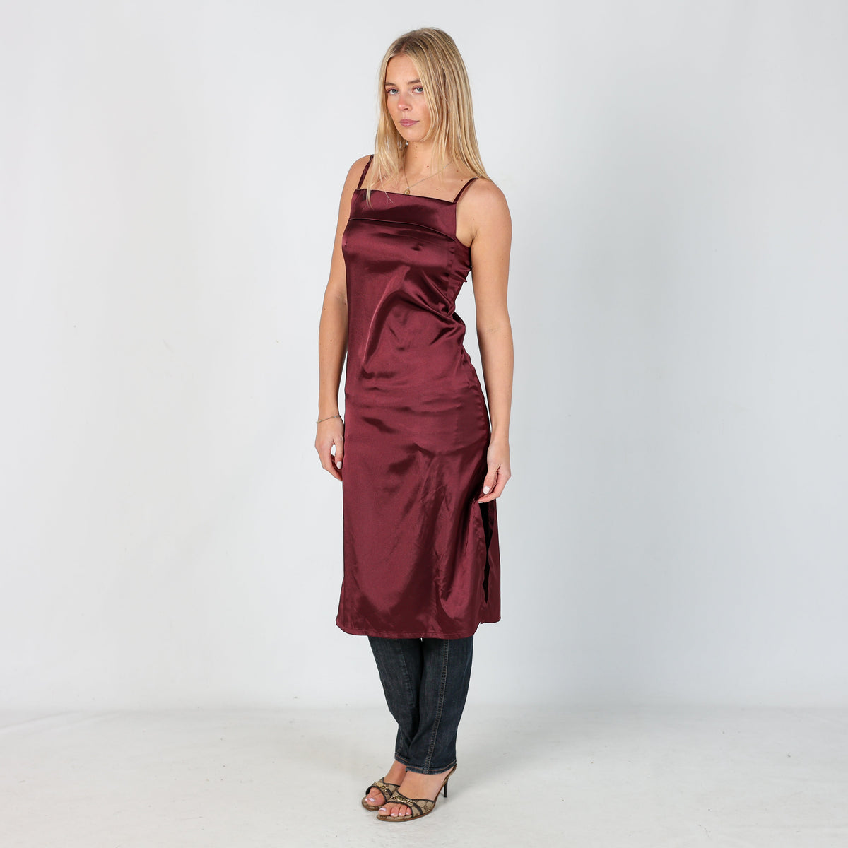 Burgundy Red Y2K Confezio Slip Dress (S)