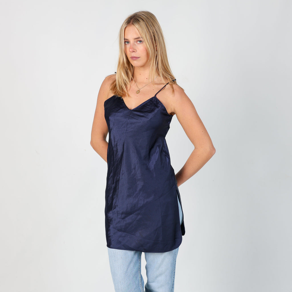 Navy Blue Y2K Slip Dress (S)