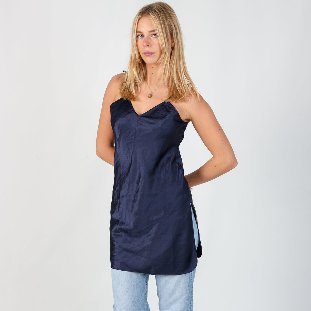 Navy Blue Y2K Slip Dress (S)