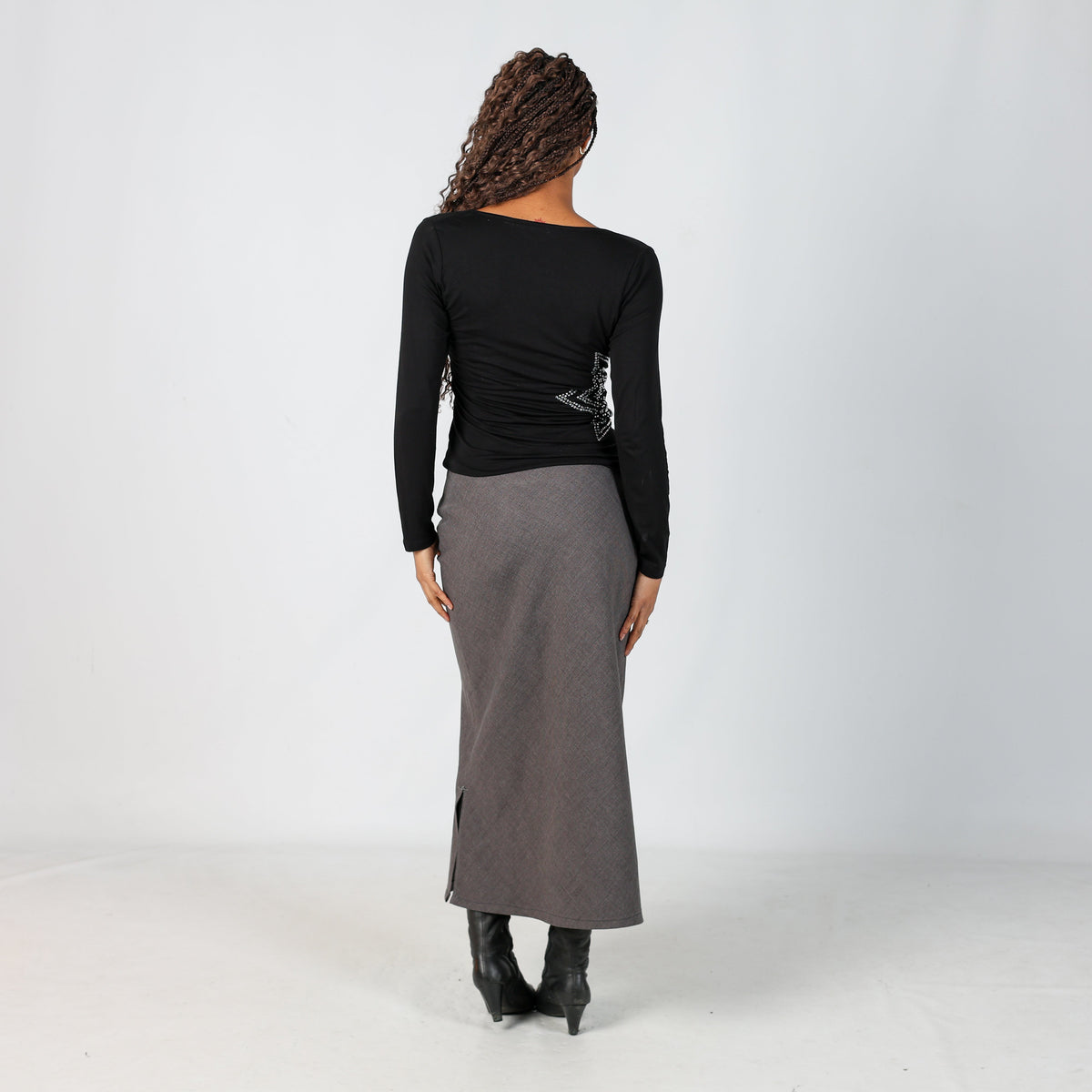 Grey Y2K Hennes Formal Skirt (XS)