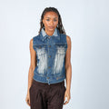 Blue Y2K Kiss Miss Denim Waistcoat (S)