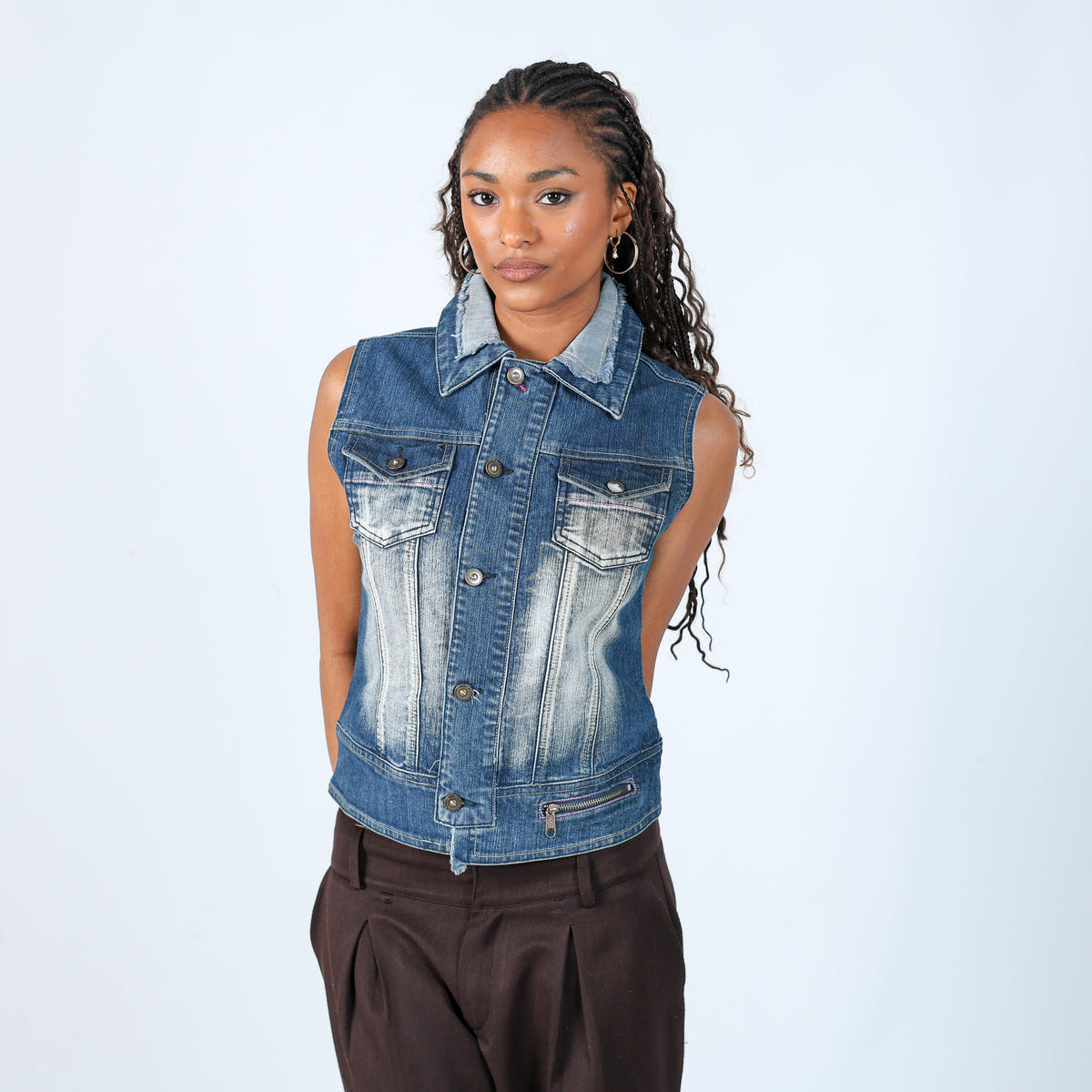 Blue Y2K Kiss Miss Denim Waistcoat (S)