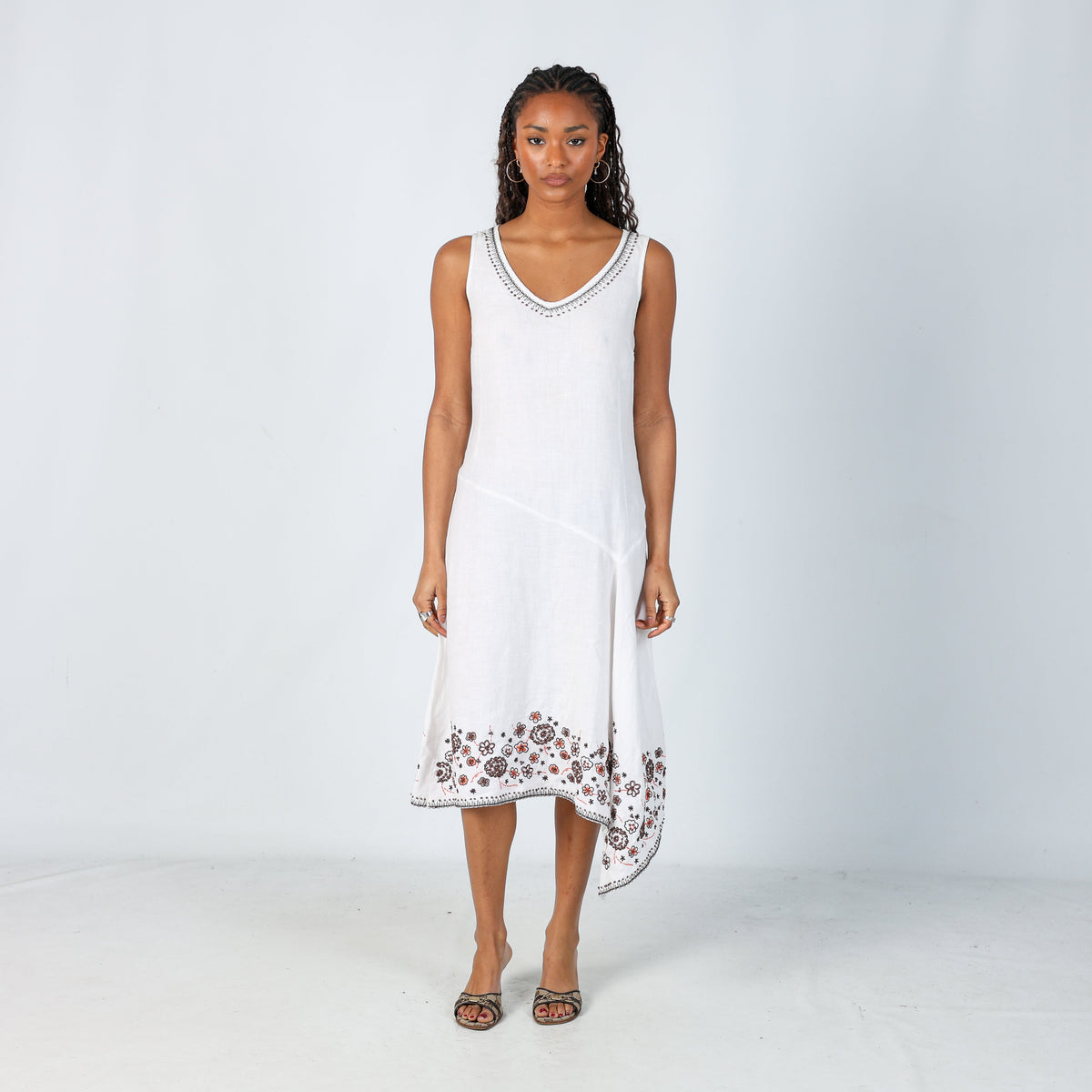 Cream Y2K Woven Midi Dress (M)