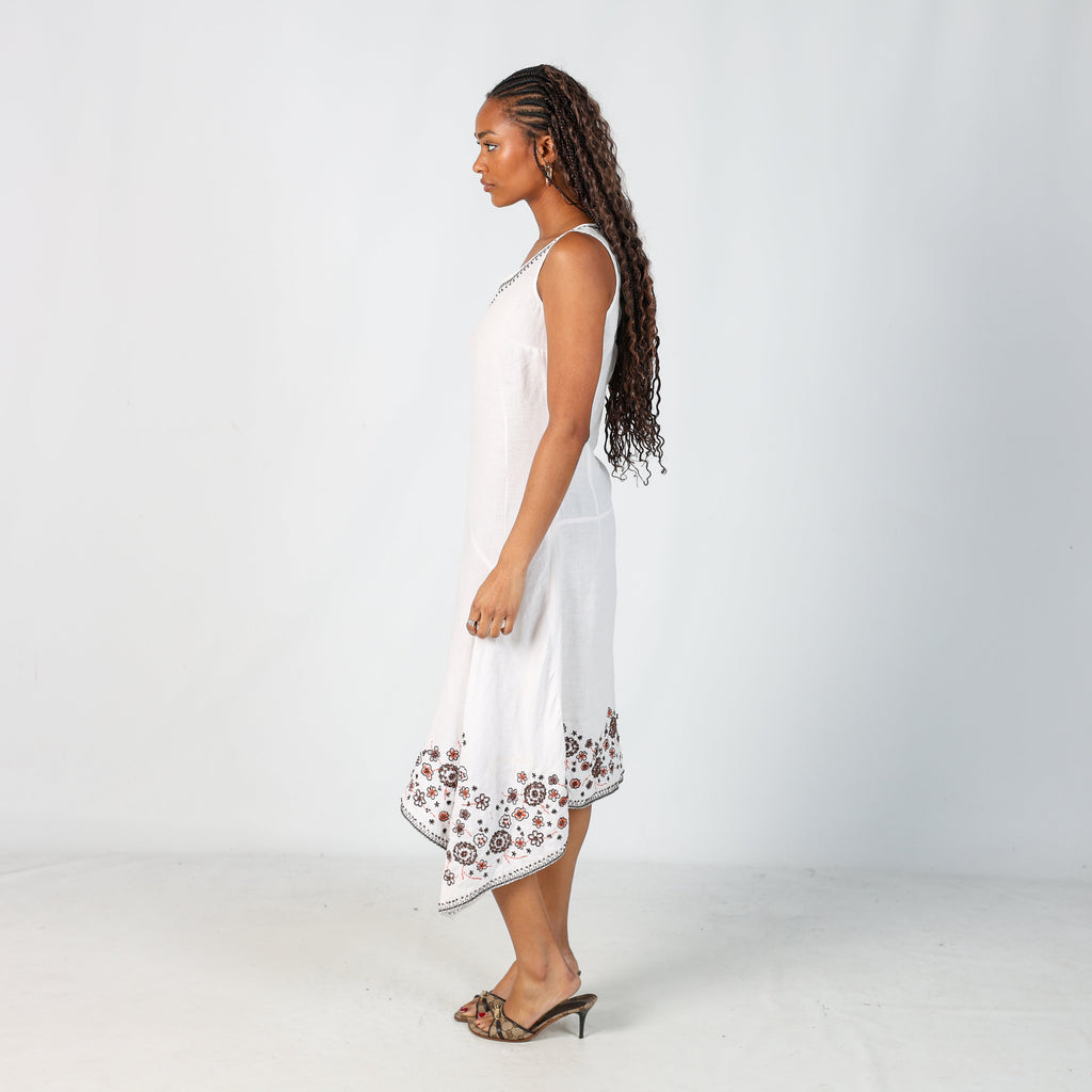 Cream Y2K Woven Midi Dress (M)