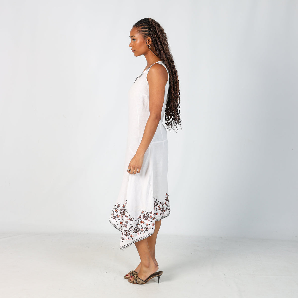 Cream Y2K Woven Midi Dress (M)