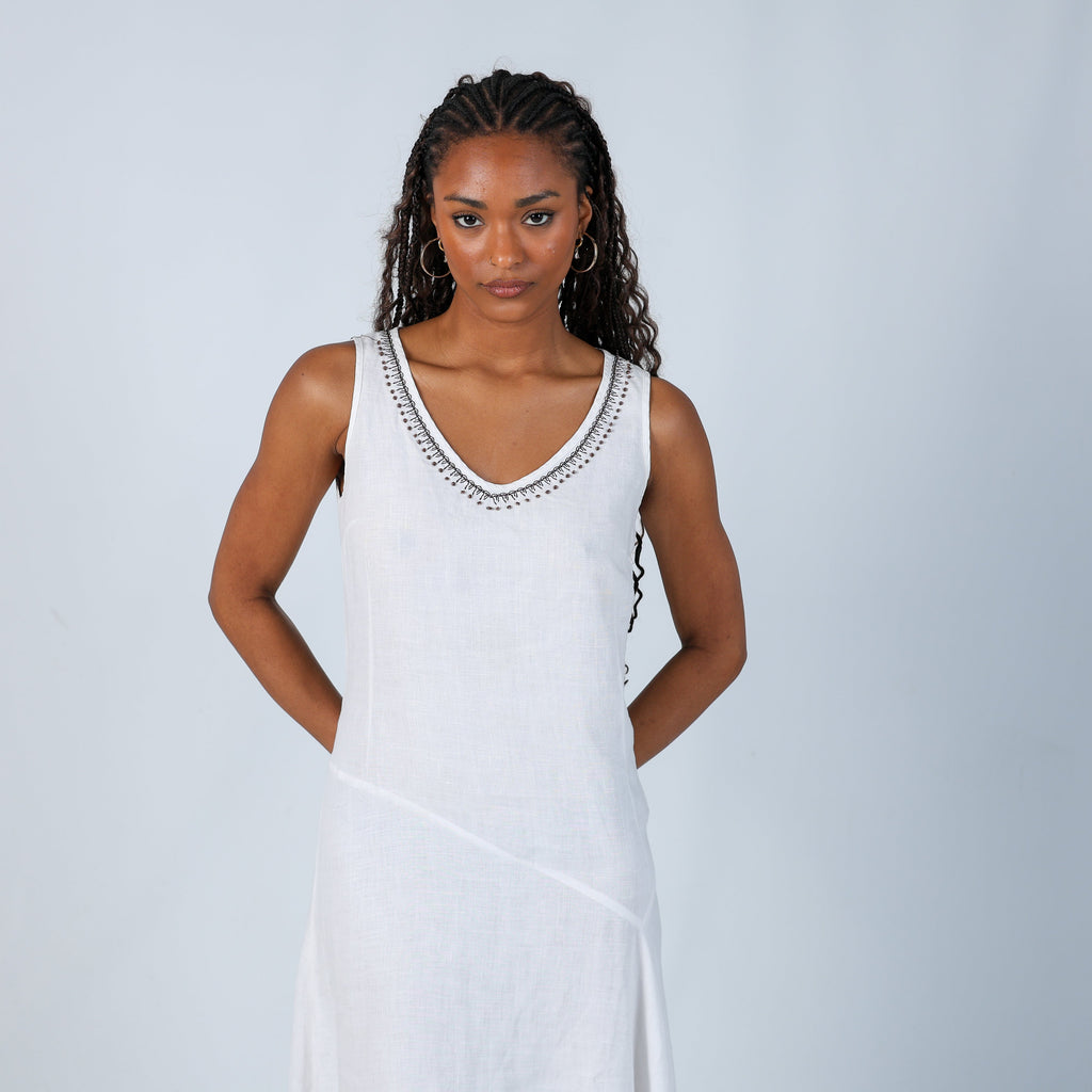 Cream Y2K Woven Midi Dress (M)