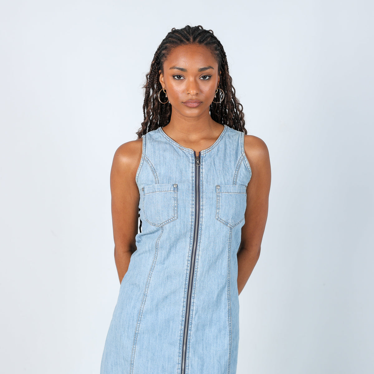 Light Blue Y2K Denim Mini Dress (S)