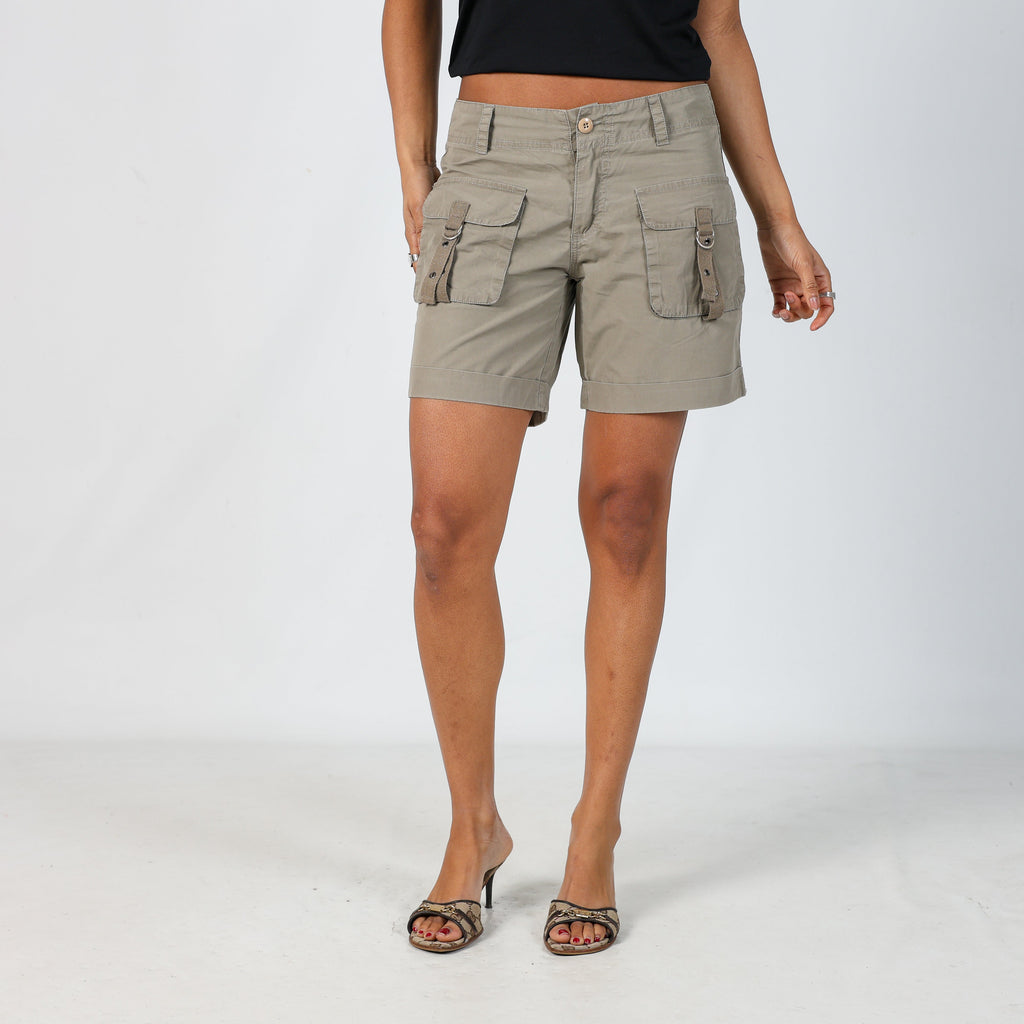 Khaki Green Y2K Cargo Shorts (S)