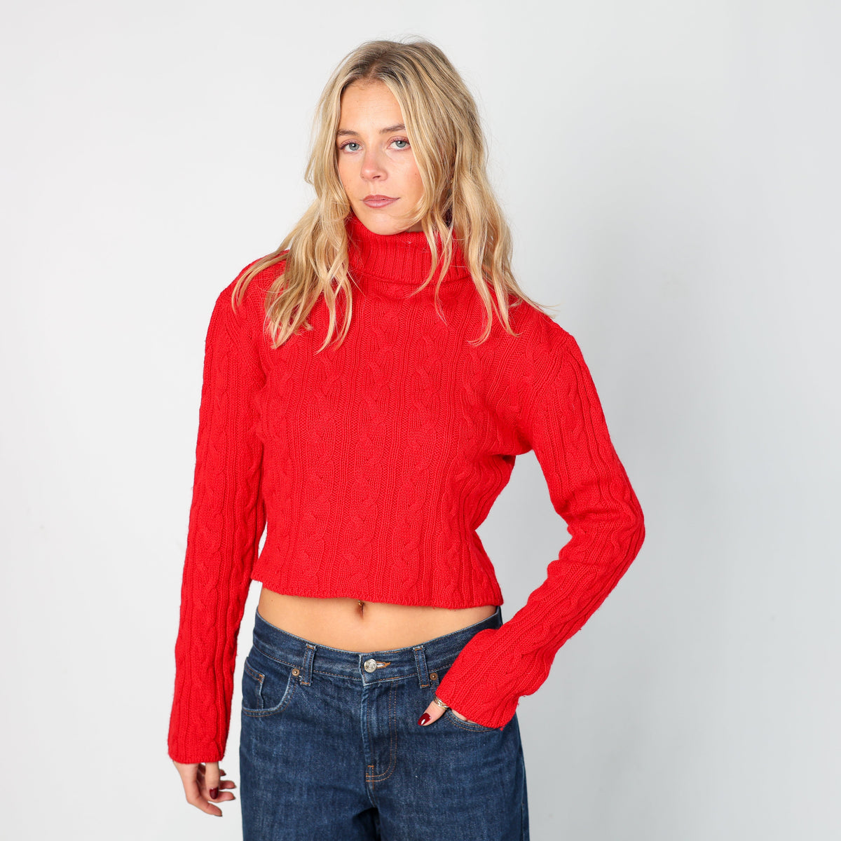Red Y2K United Colors of Benetton Knitted Jumper (S)