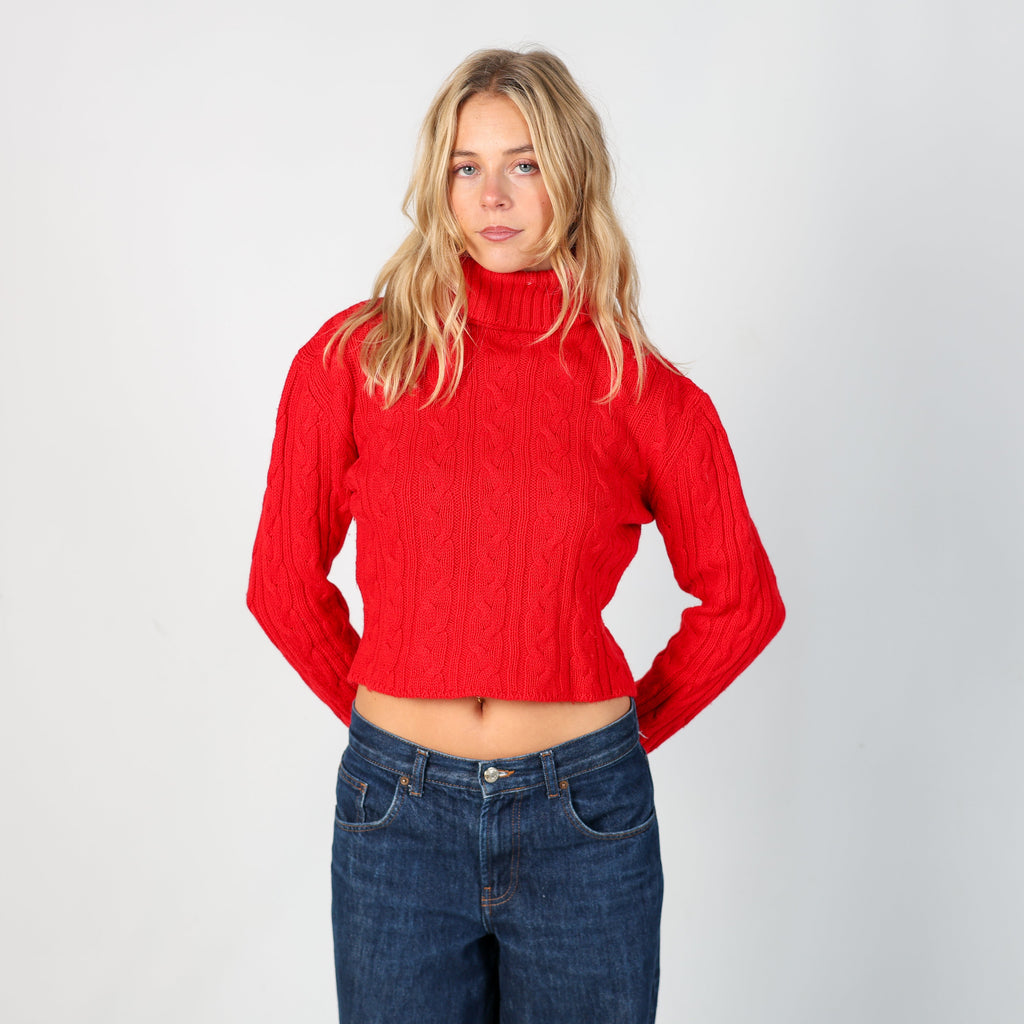 Red Y2K United Colors of Benetton Knitted Jumper (S)