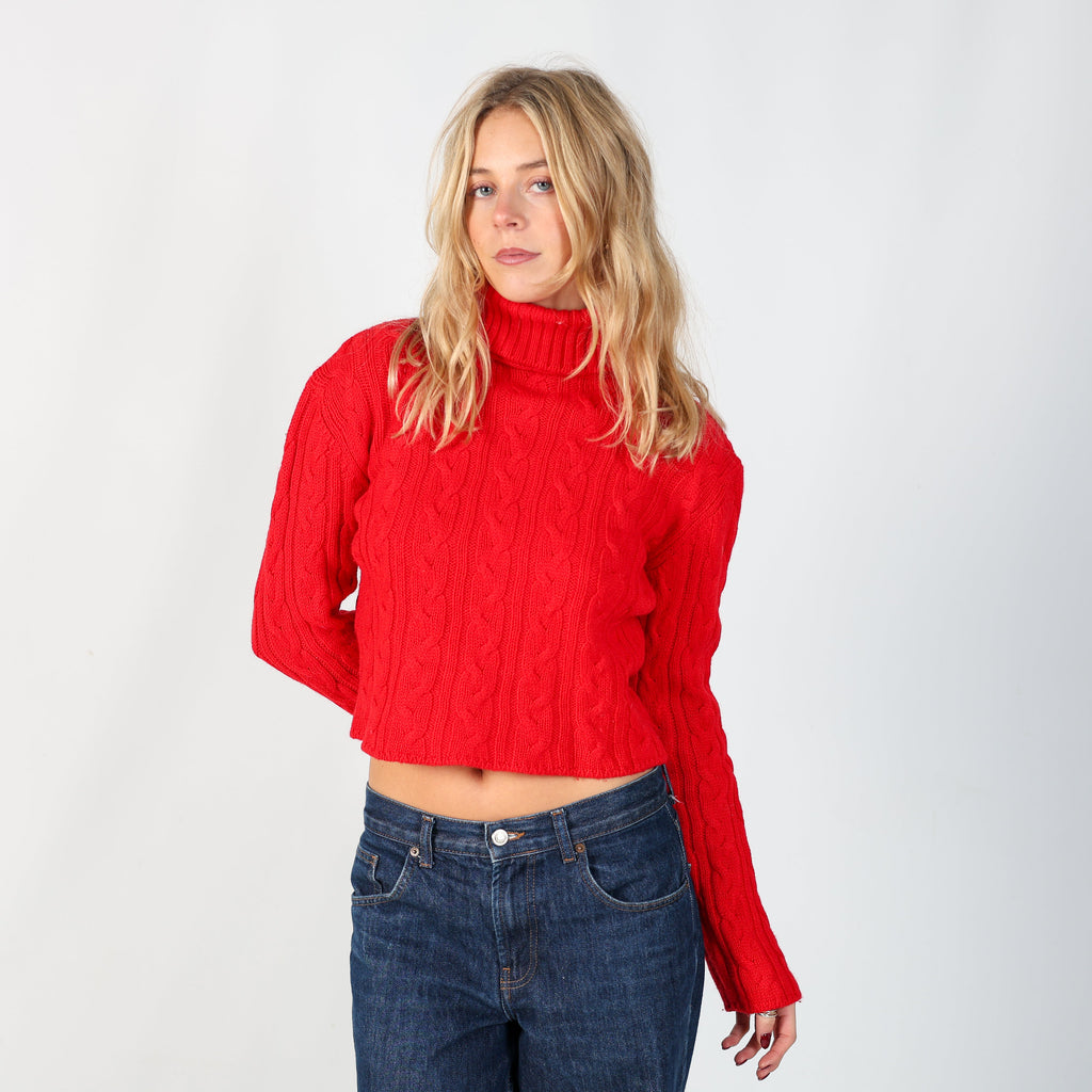 Red Y2K United Colors of Benetton Knitted Jumper (S)