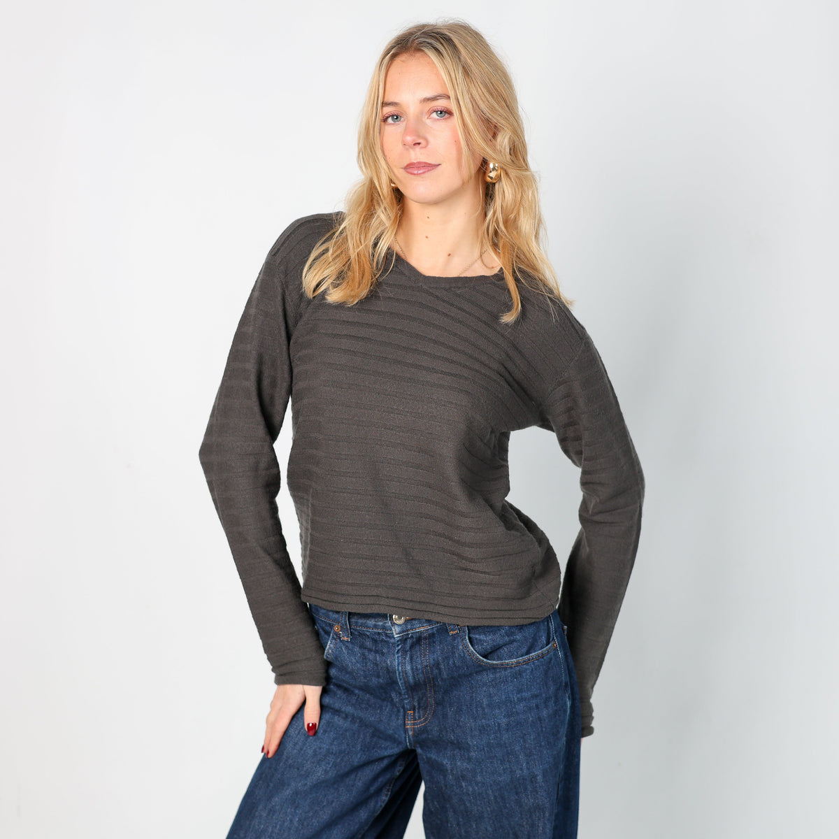 Charcoal Grey Y2K Armani Jeans Knitted Jumper (S)