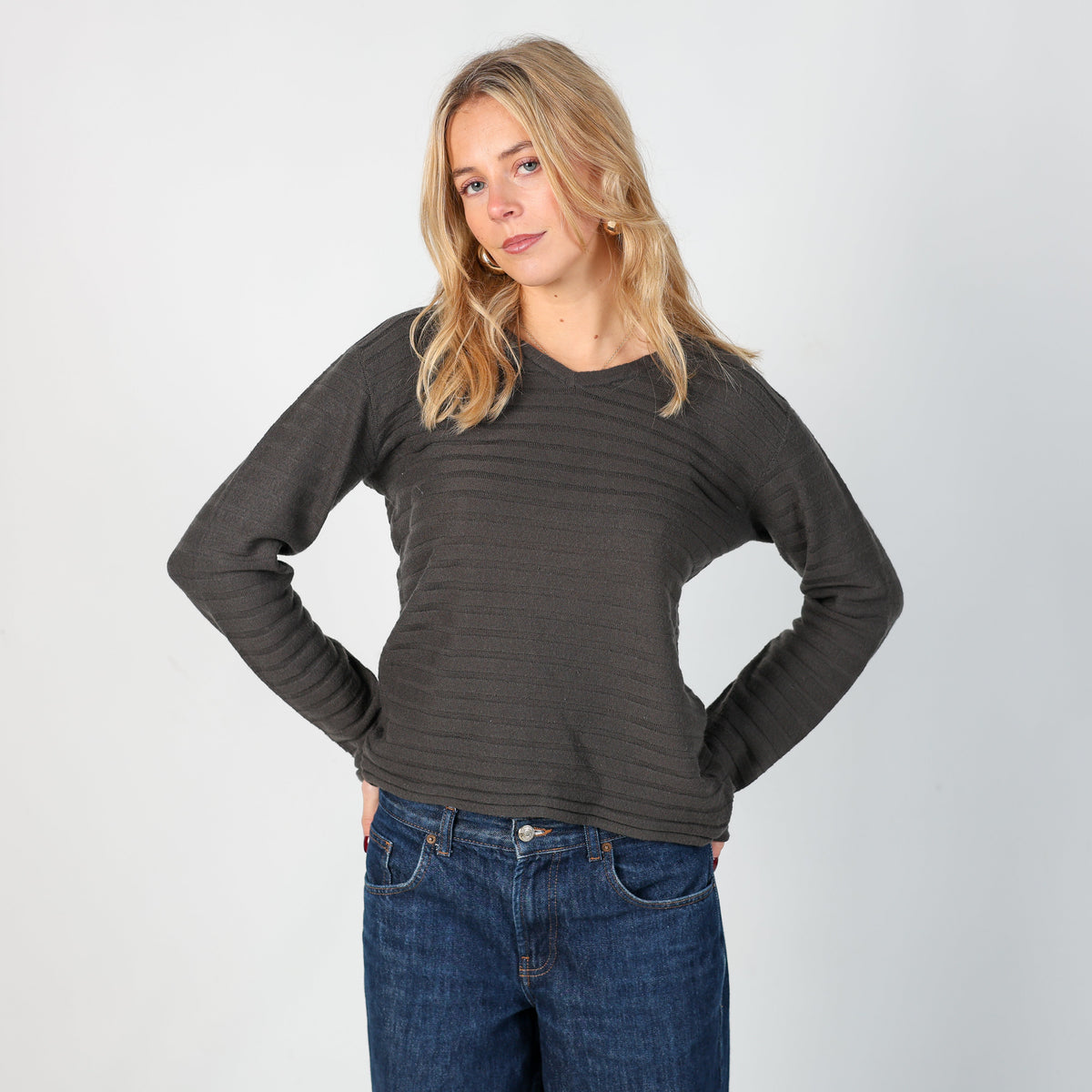 Charcoal Grey Y2K Armani Jeans Knitted Jumper (S)