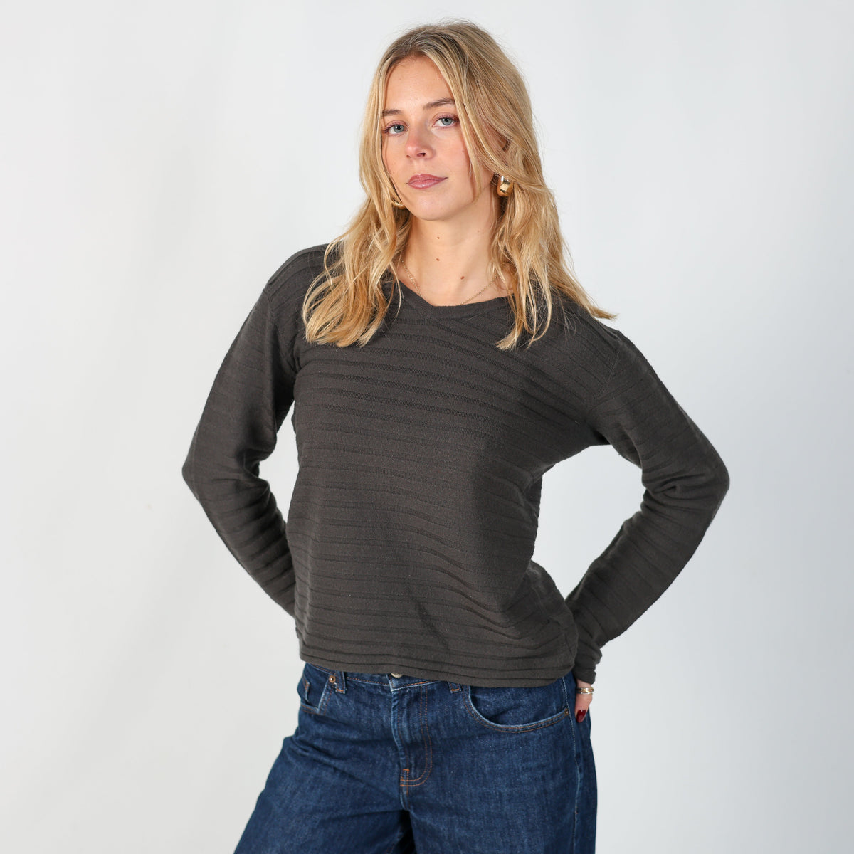 Charcoal Grey Y2K Armani Jeans Knitted Jumper (S)
