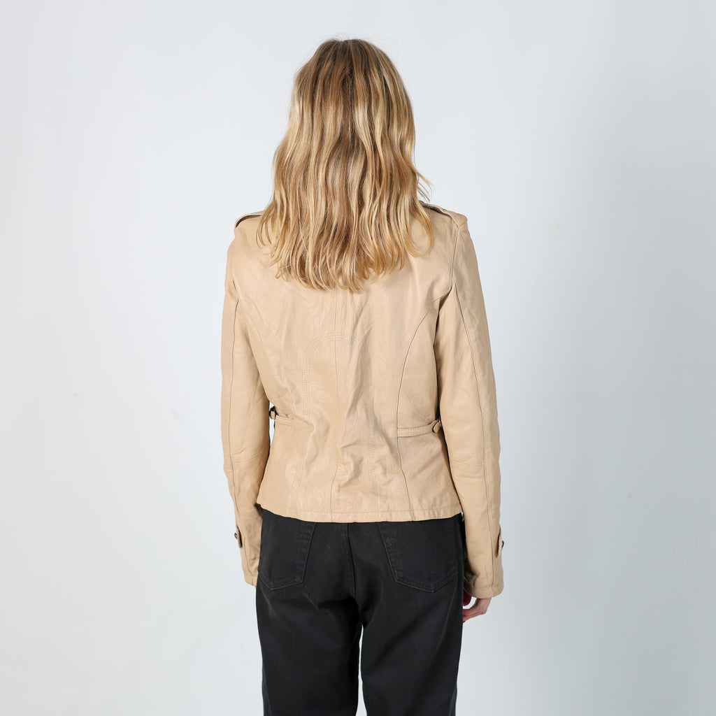 Tan Y2K Class Leather Jacket (S)