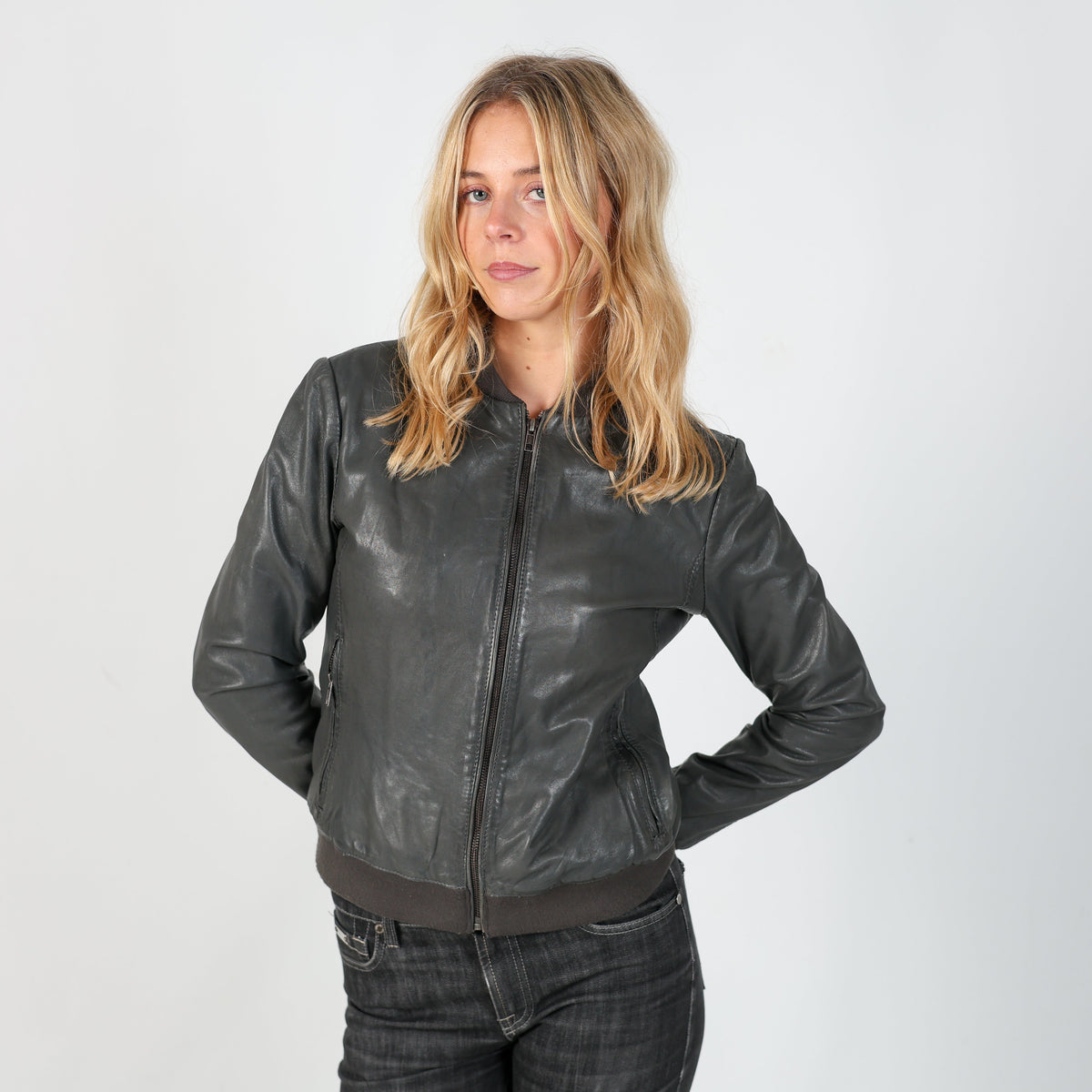 Brown Y2K Vera Pelle Leather Jacket (S)