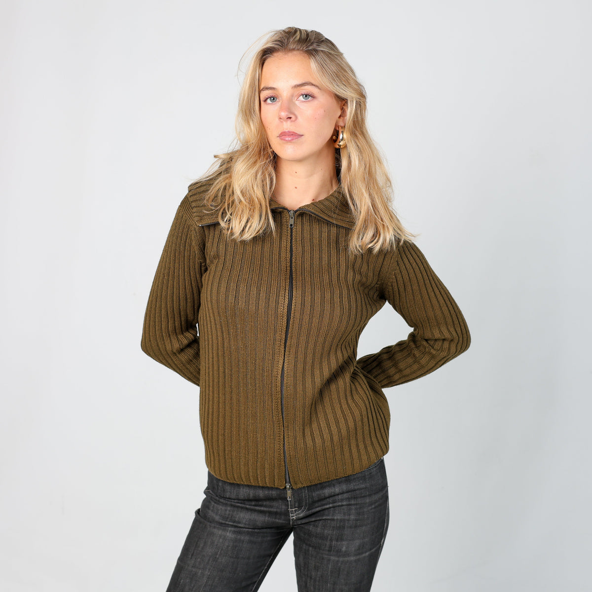 Dark Green Y2K Prform Knitted Jumper (S)