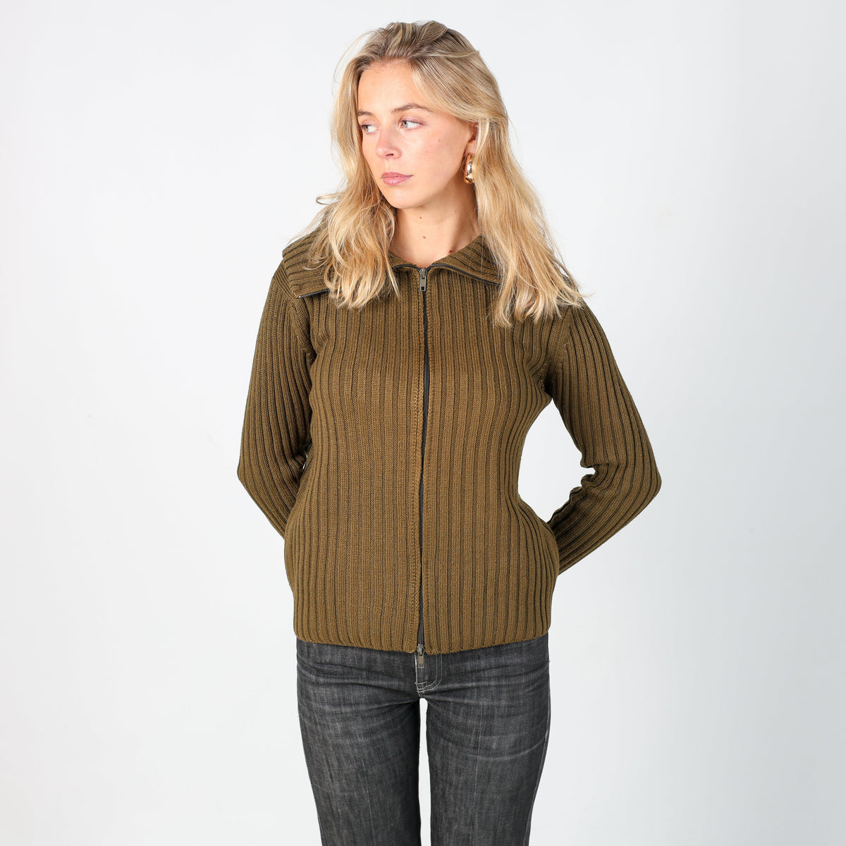 Dark Green Y2K Prform Knitted Jumper (S)