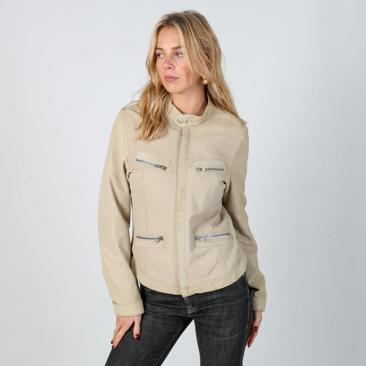 Beige Y2K DKNY Suede Jacket (S)