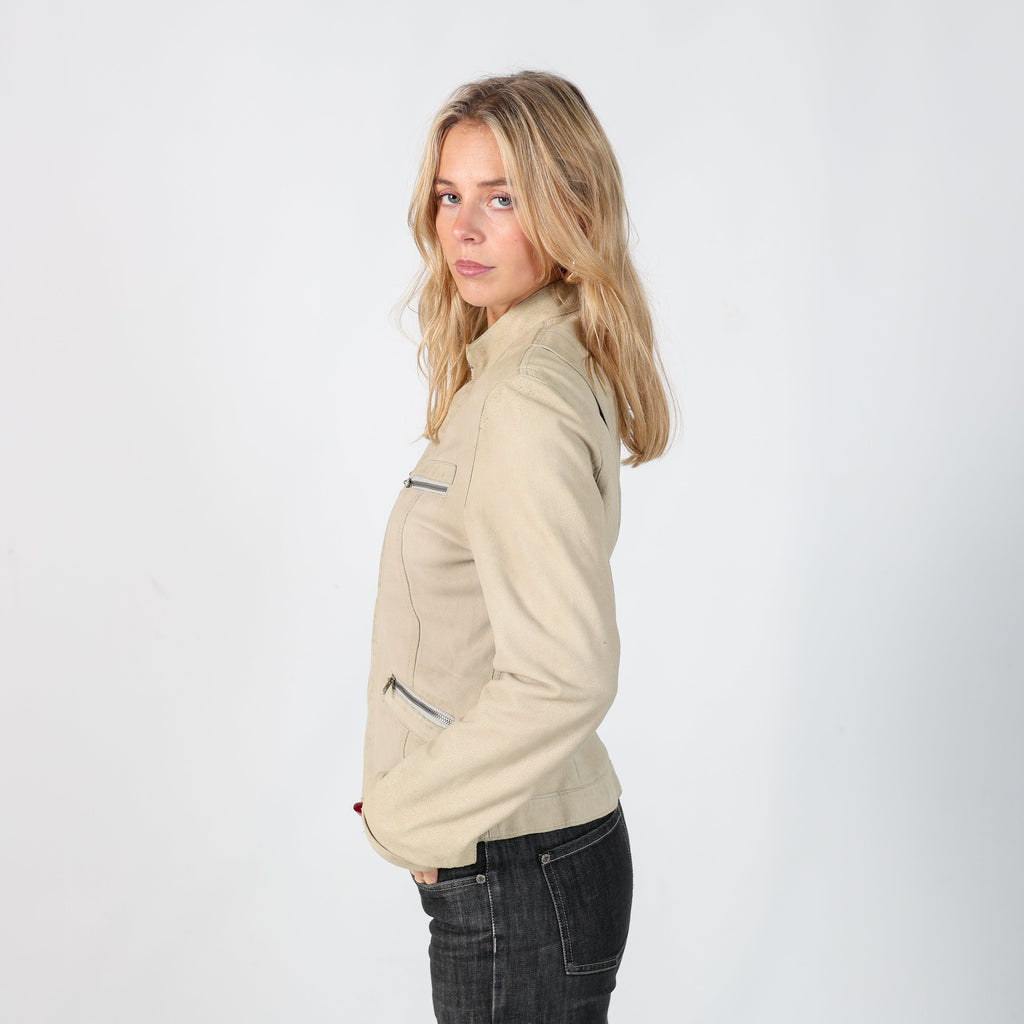 Beige Y2K DKNY Suede Jacket (S)