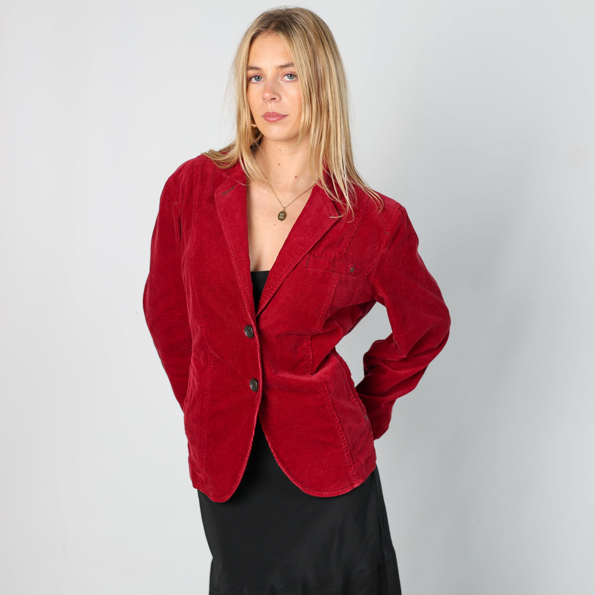 Red Y2K Laura di Sarpi Cord Jacket (M)