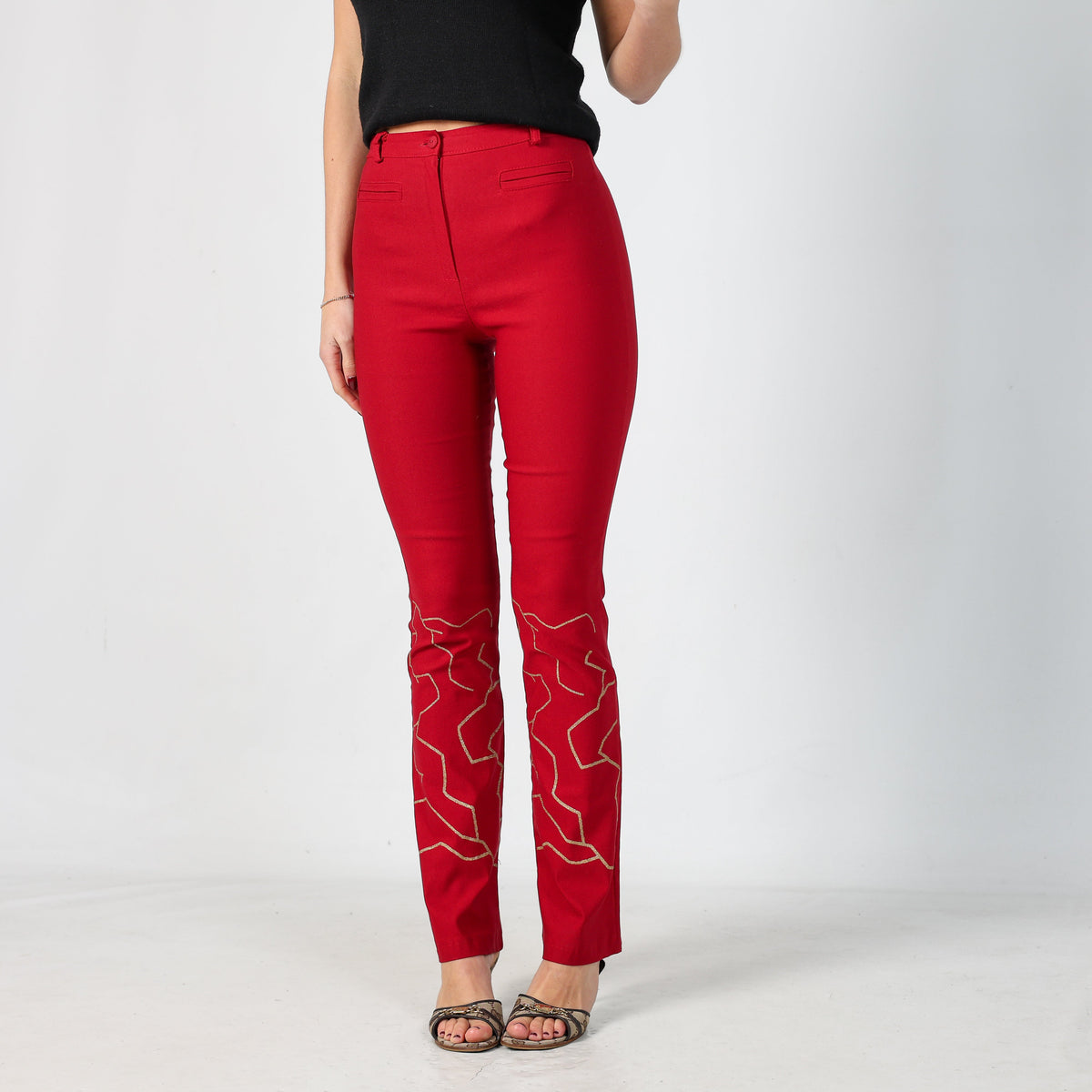 Red Y2K Woven Trousers (S)