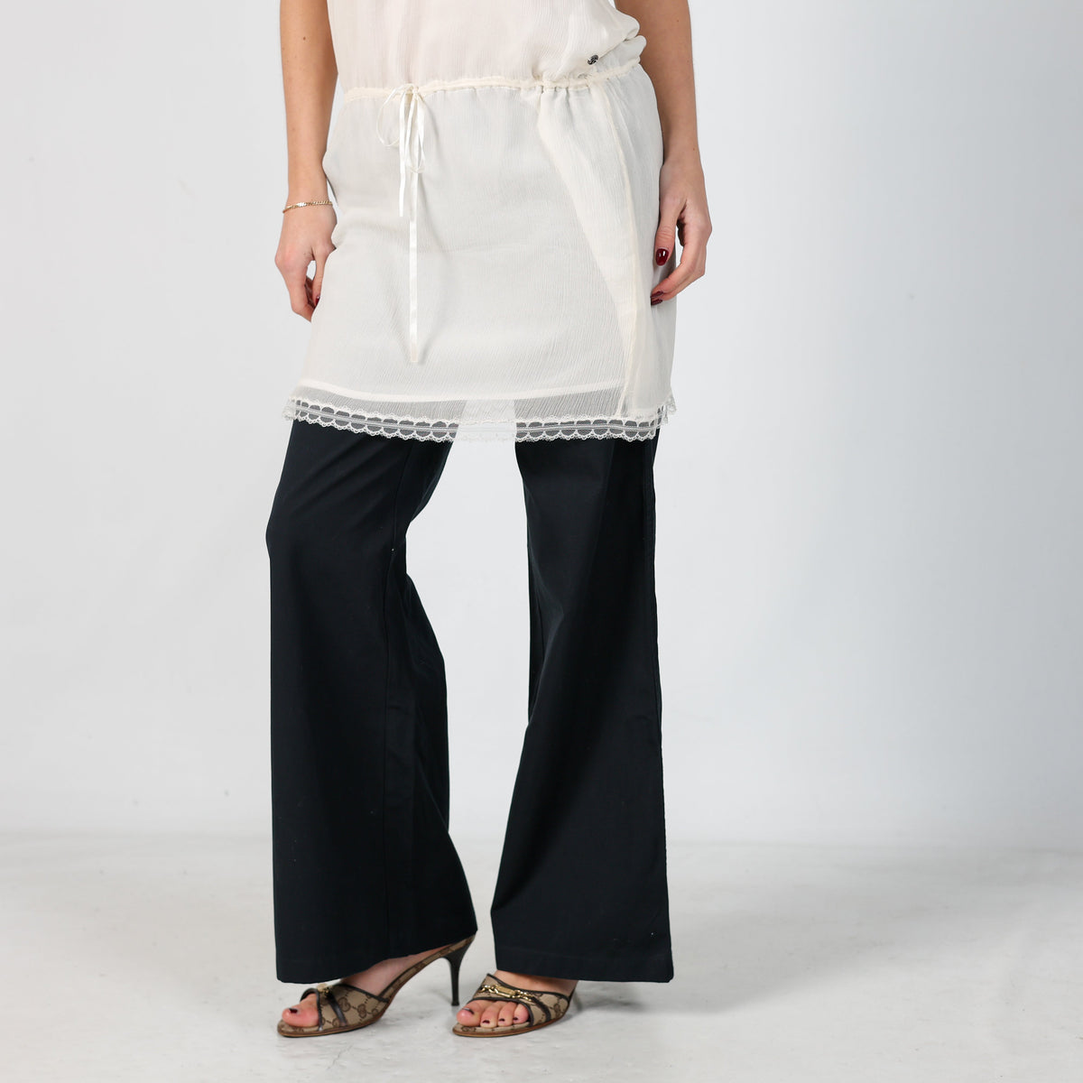 Cream Y2K Mexx Woven Midi Dress (S)