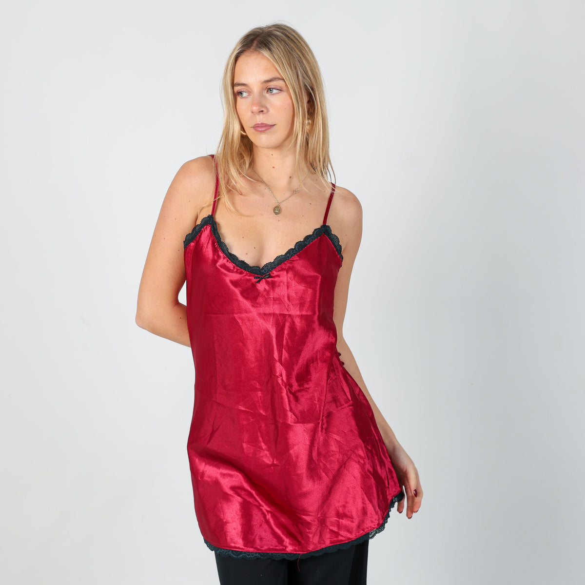Burgundy Red Y2K Esmara Slip Dress (M)