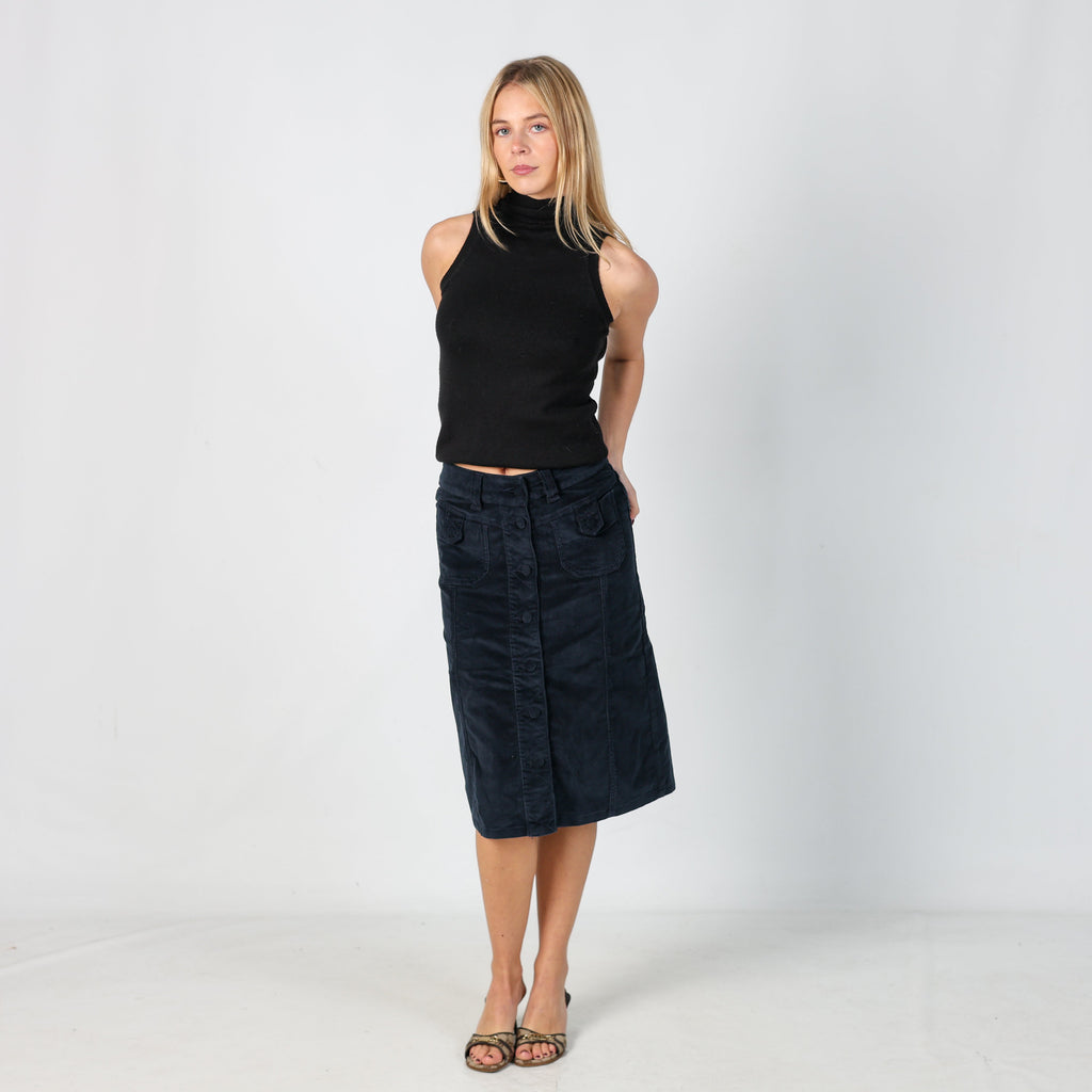 Navy Blue Y2K Cord Skirt (XS)