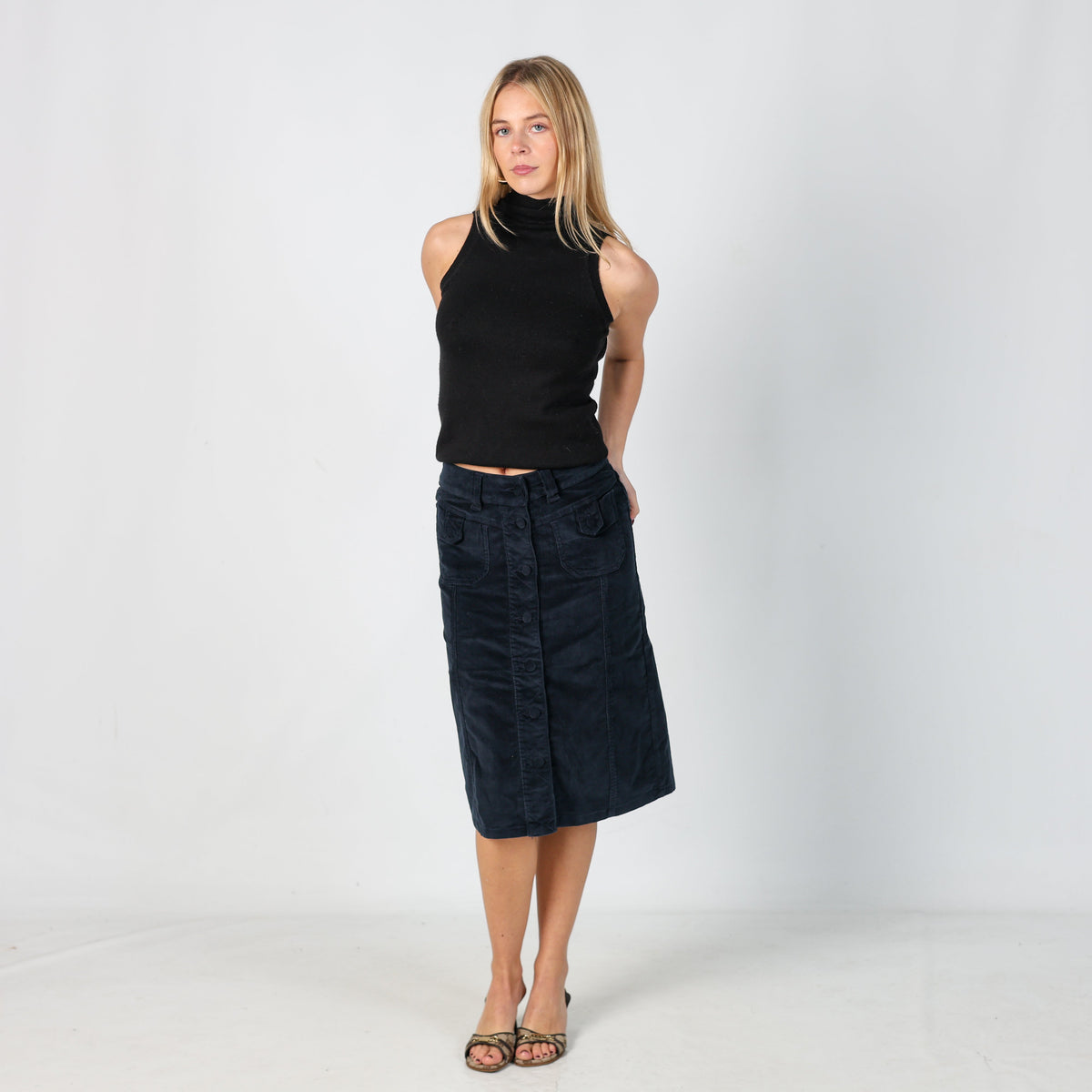 Navy Blue Y2K Cord Skirt (XS)