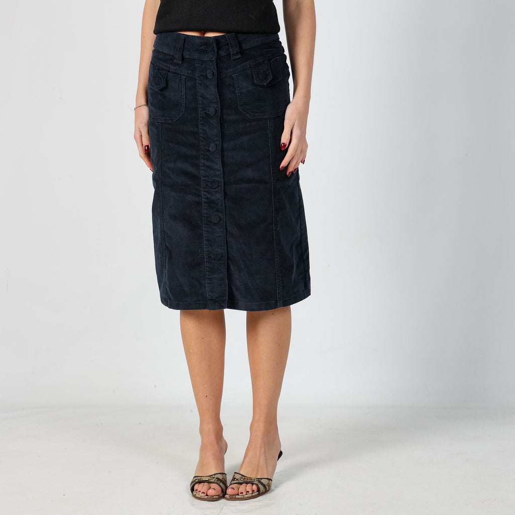 Navy Blue Y2K Cord Skirt (XS)