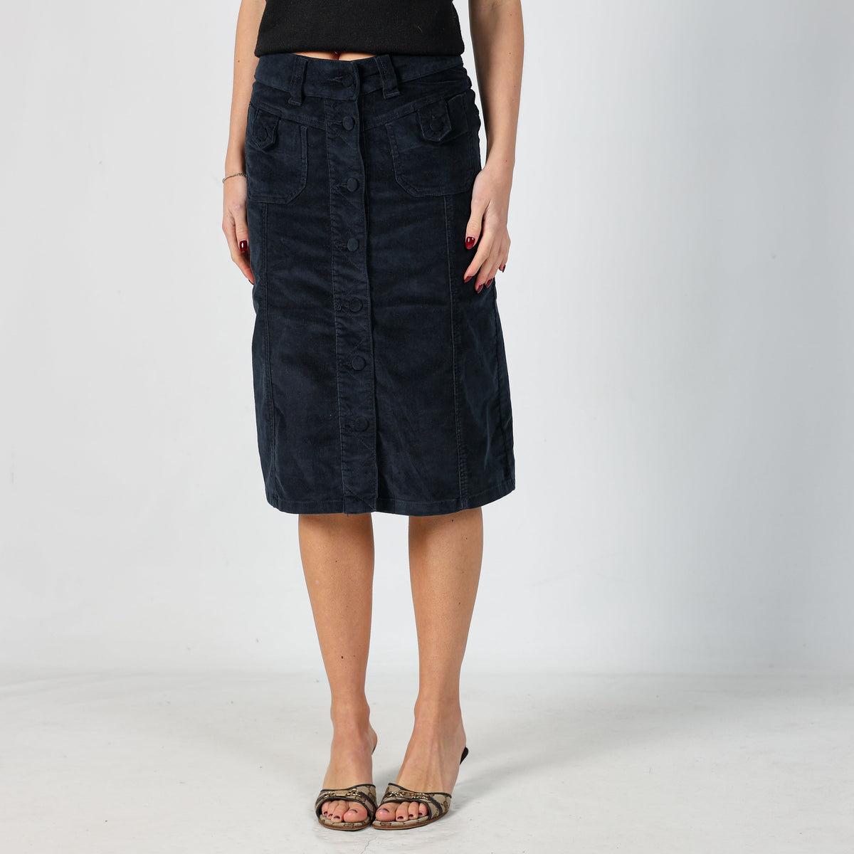 Navy Blue Y2K Cord Skirt (XS)